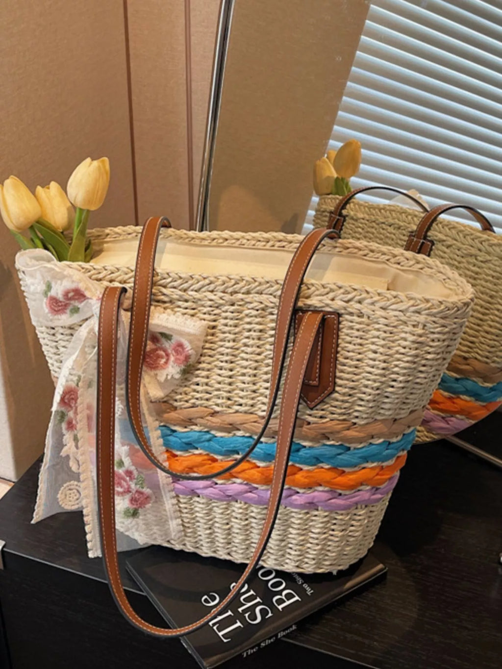 Straw Woven Shoulder Bag for Women