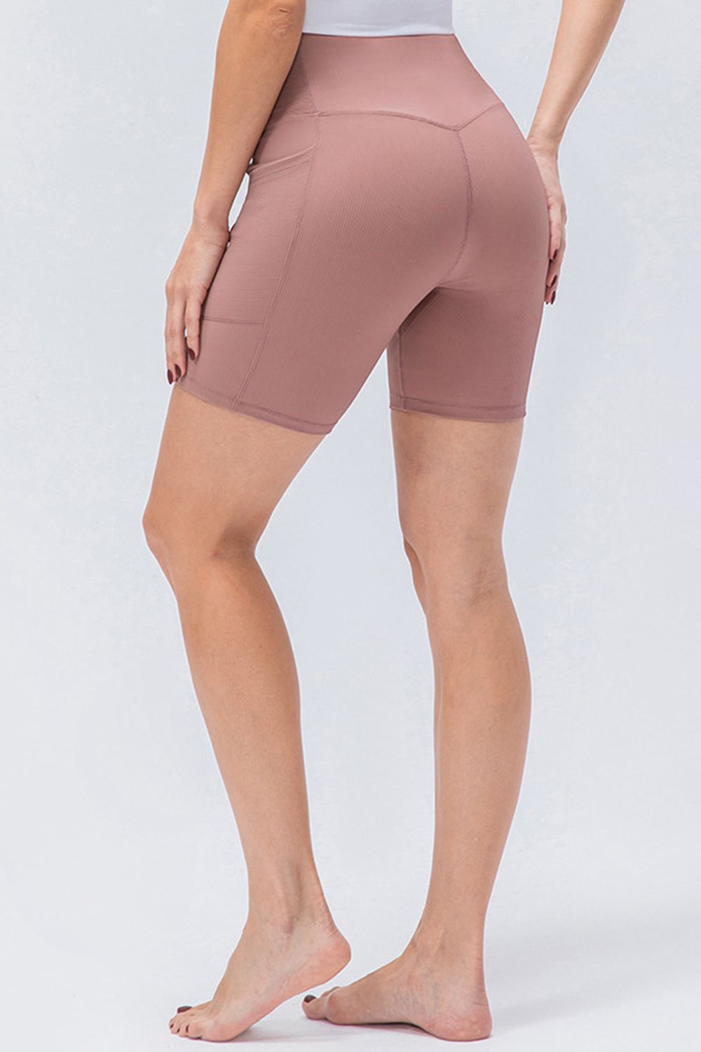 Slim Fit V-Waistband Sports Shorts in White for Women