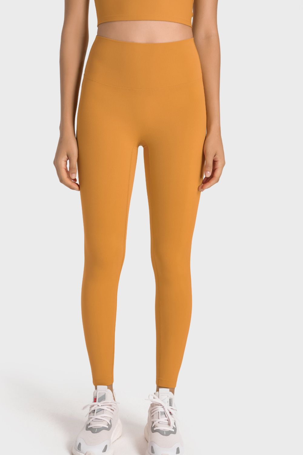 High-Rise Wide Waistband Yoga Leggings in Tangerine for Women