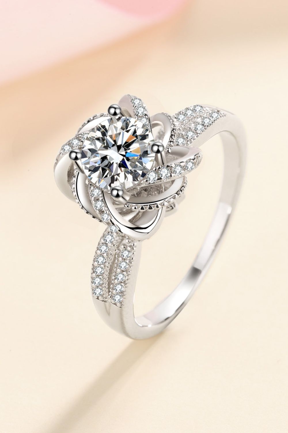 1 Carat Moissanite 925 Sterling Silver Ring in Relaxed for Women