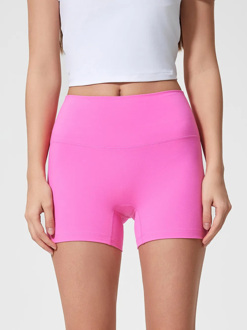 High Waist Active Shorts in Deep Dark Green in Black for Women