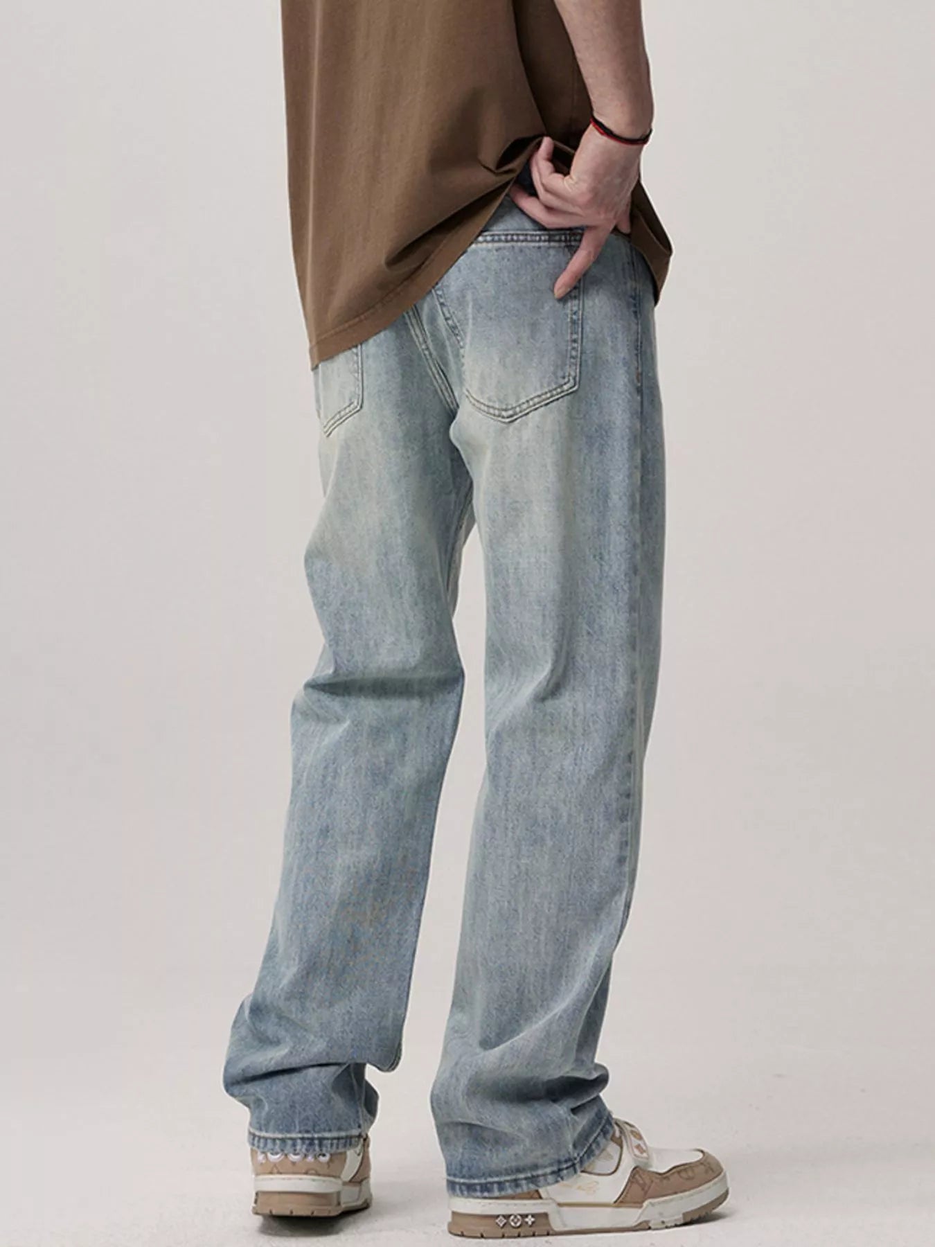 Wash Loose Fit Jeans in Light Blue for Men