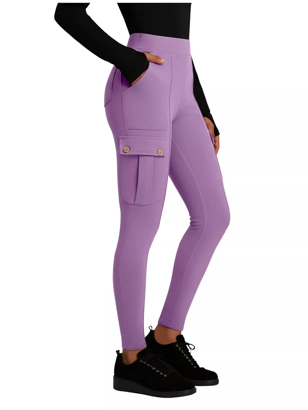 High Waist Active Pants in Black in Burgundy for Women