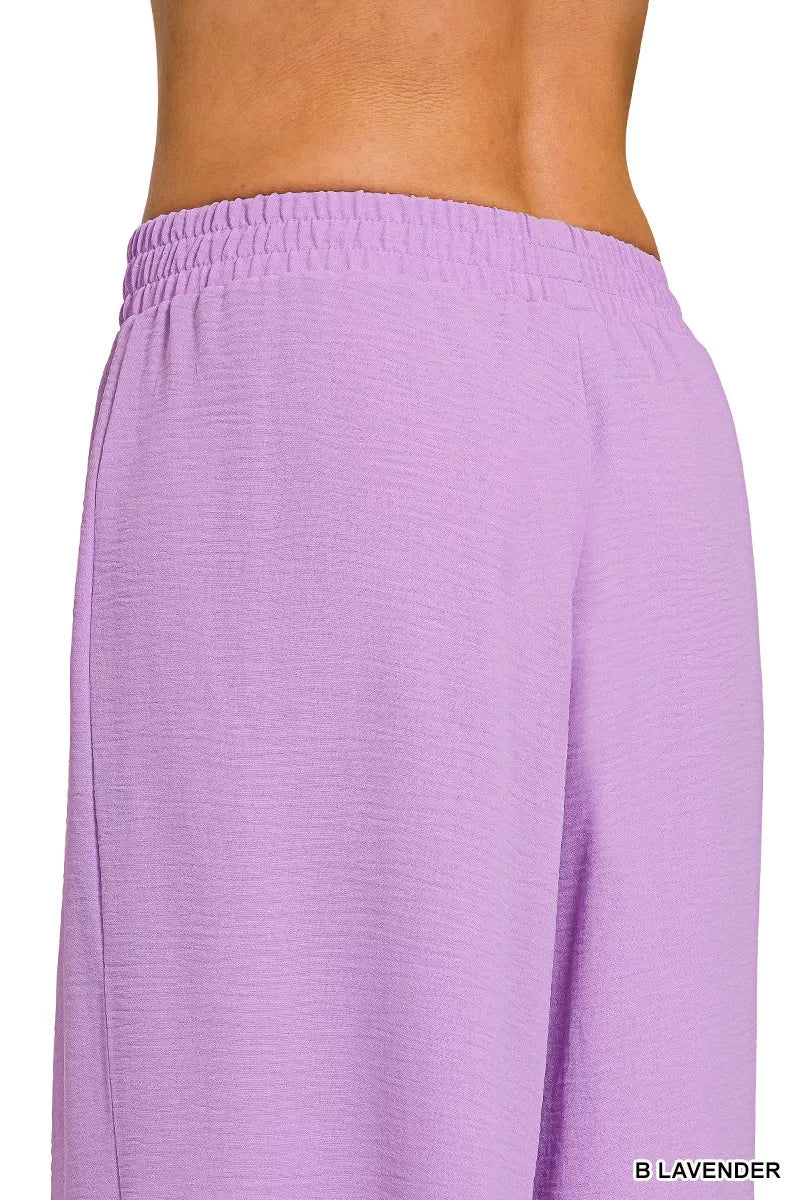 Woven Airflow Twisted Top & Wide Leg Pants Set for Women