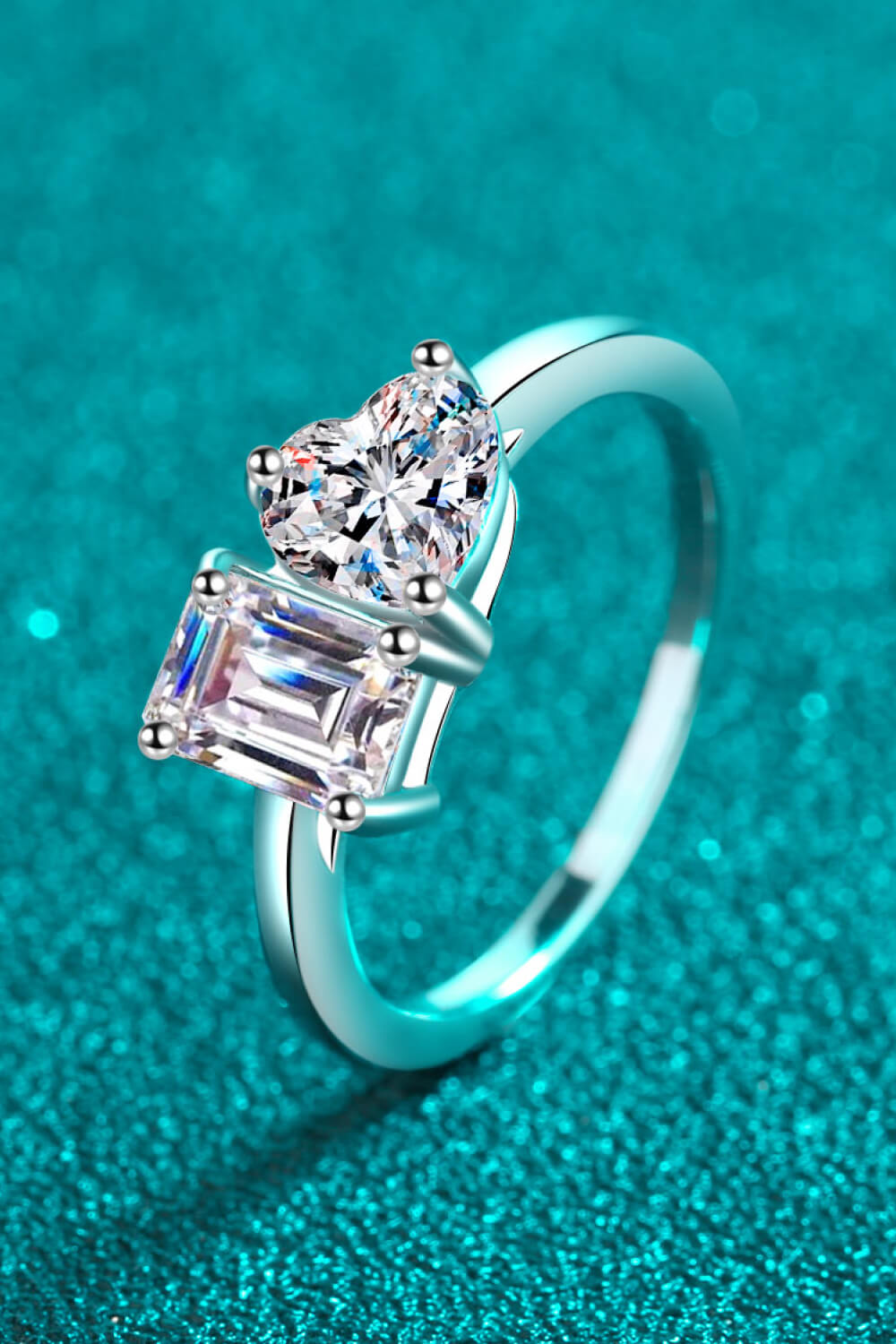 Rhodium-Plated 2 Carat Moissanite Ring in Silver for Women