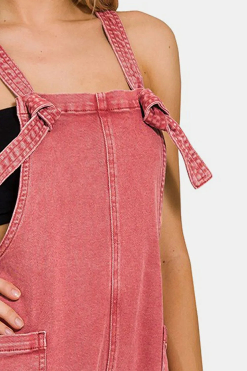 Washed Knot Strap Rompers in Cabernet for Women