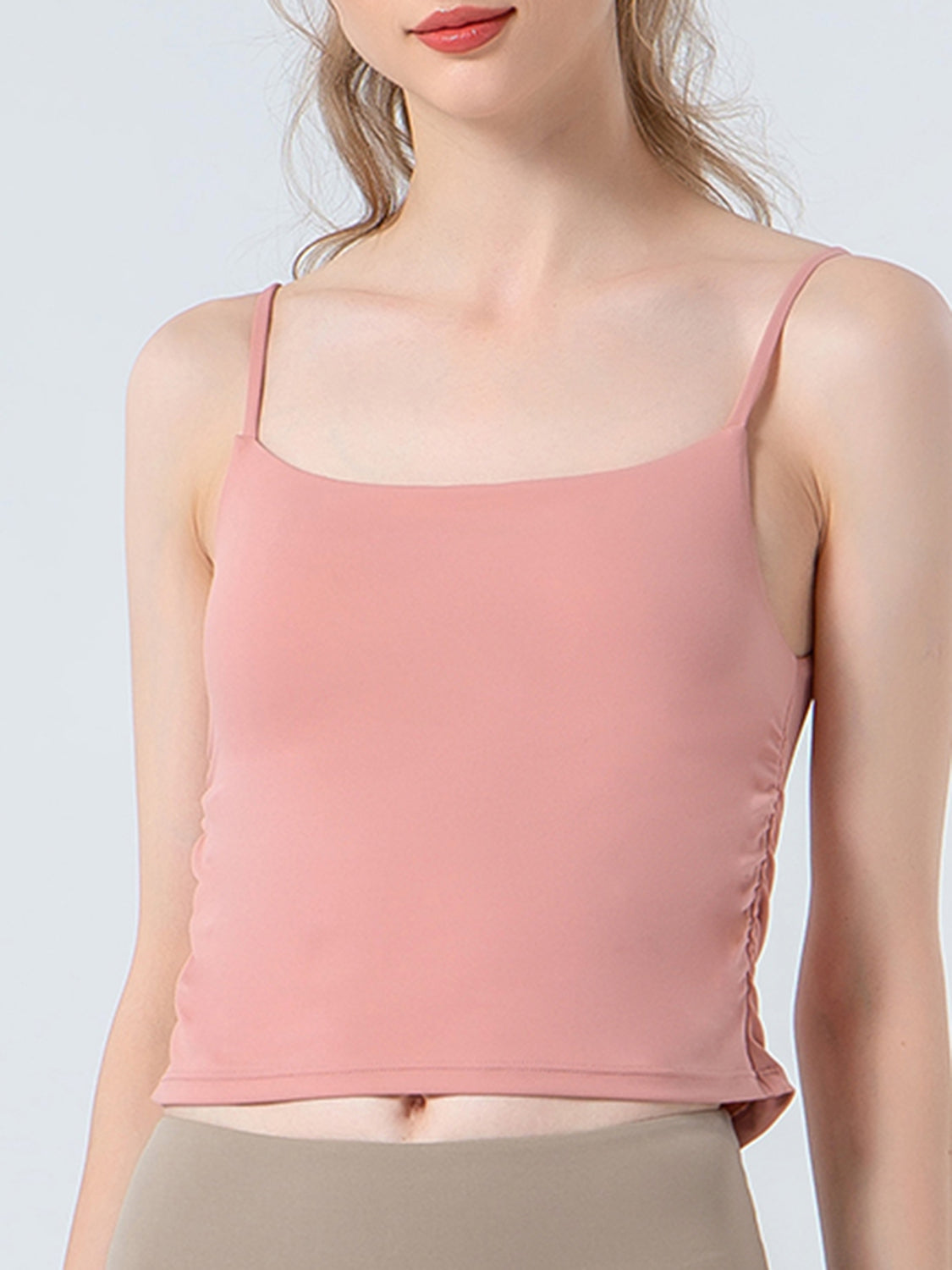 Ruched Sports Cami in Beige for Women