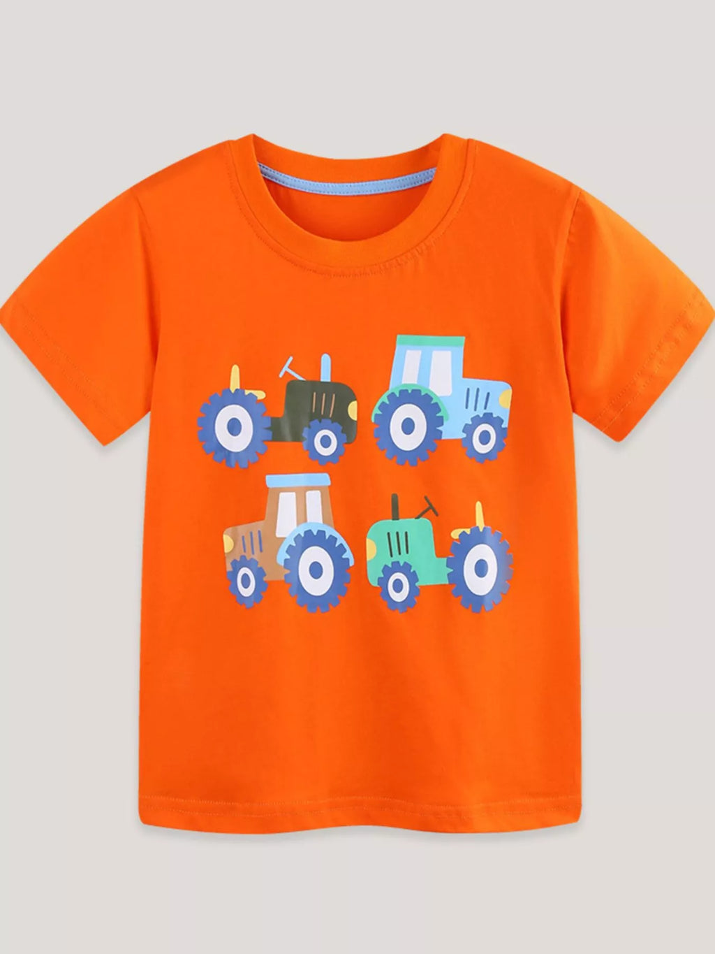 Tractor Print Casual T-Shirt in Orange for Boys