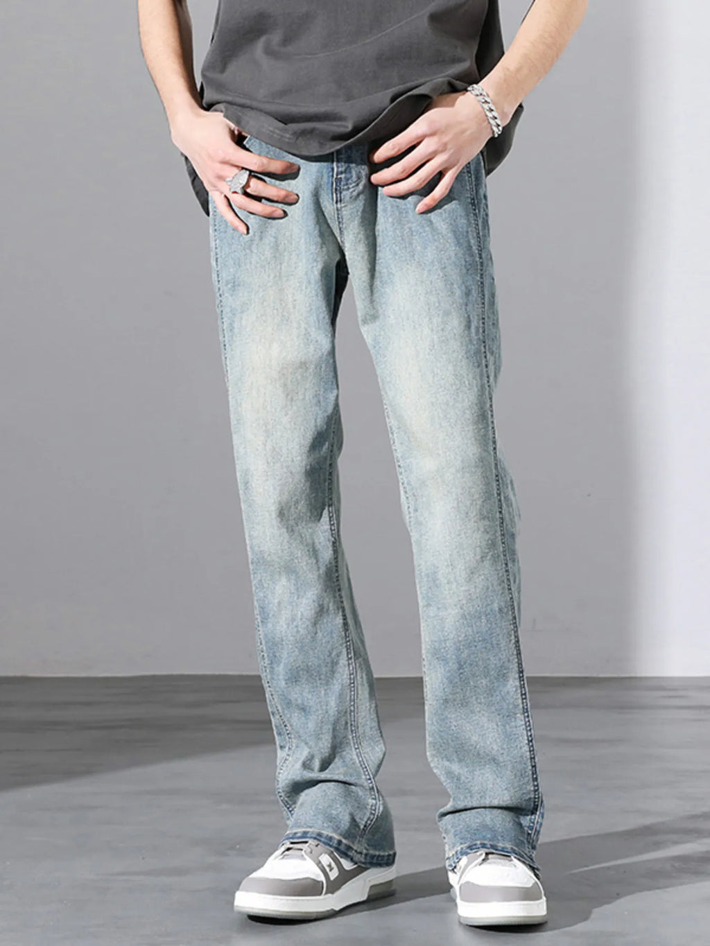 Straight Leg Jeans Plus Size in Nostalgic Blue for Men