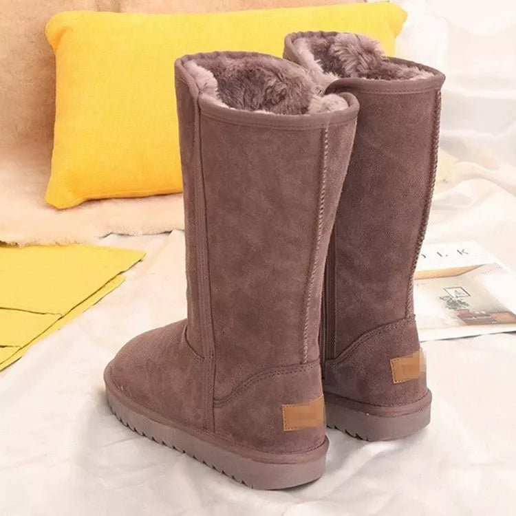 Knee-High Boots with Zipper in Silt Gray for Women