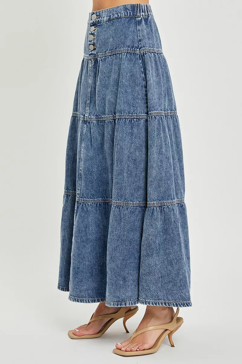 High Rise Ruffle Long Skirts in Medium for Women
