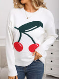 Cherry Round Neck Sweater in Gray White for Women