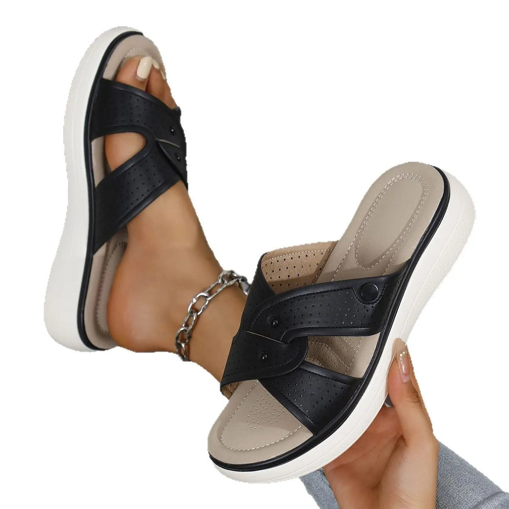 Open Toe Wedge Sandals in Everyday in Black for Women