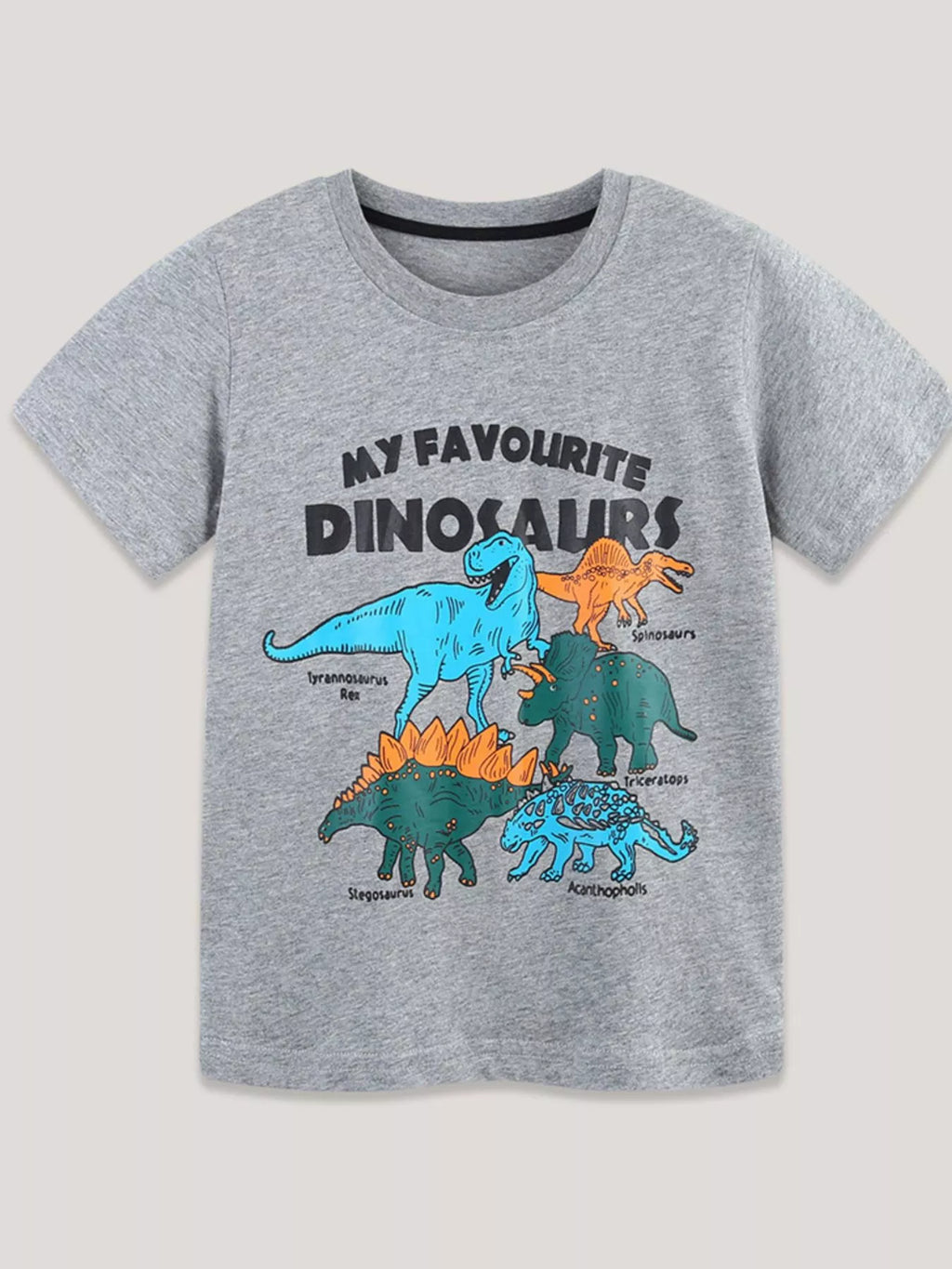Dinosaurs Graphic Short Sleeve T-Shirt in Gray for Boys