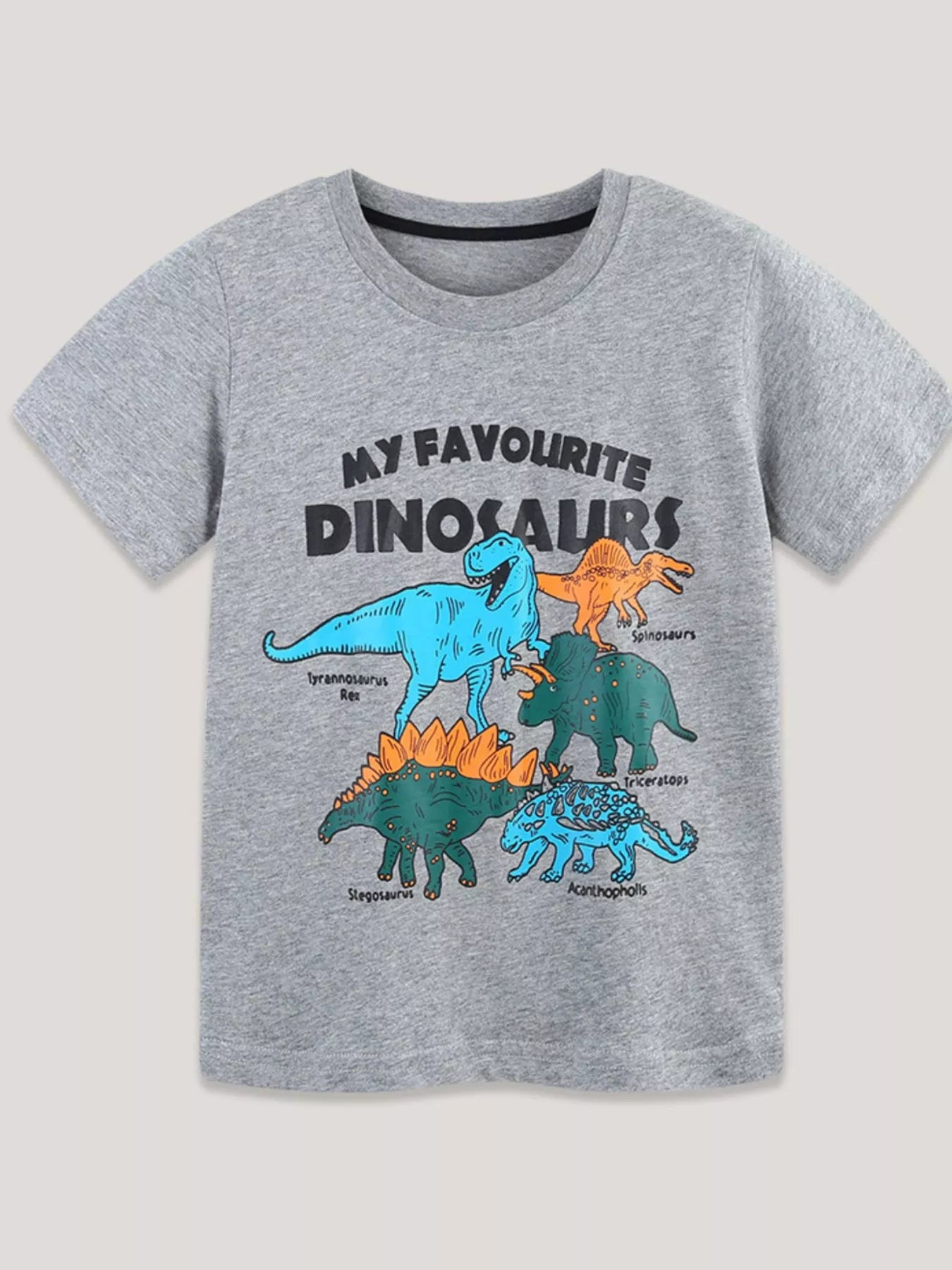 Dinosaurs Graphic Short Sleeve T-Shirt in Gray for Boys