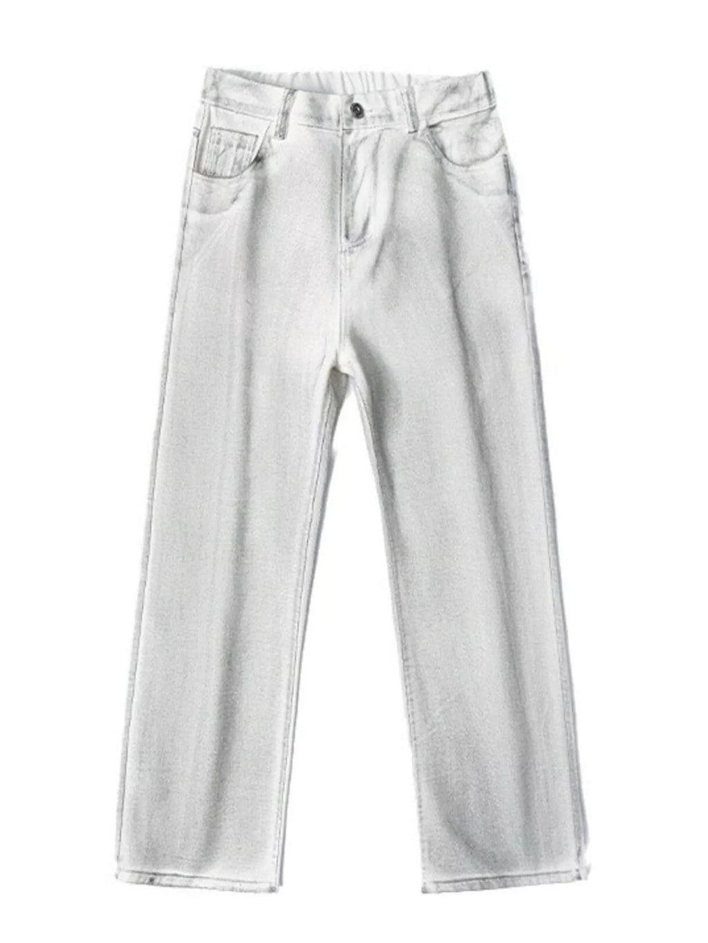 Plus Size Wide Leg High Waisted Jeans in White for Men