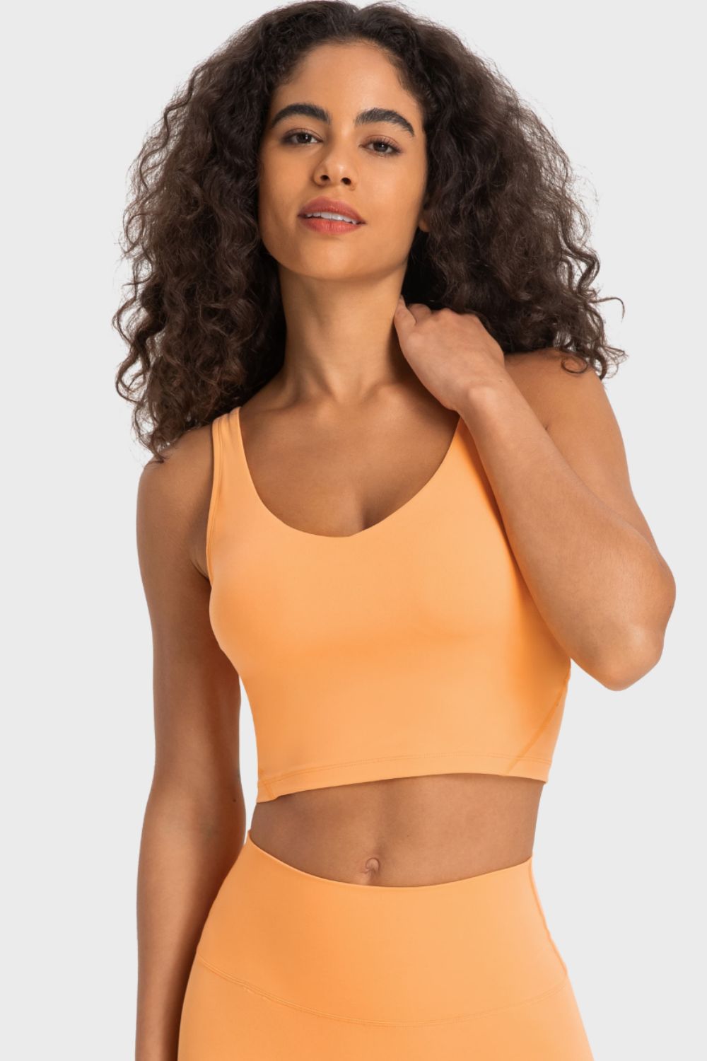 Deep V-Neck Crop Sports Bra in Deep Rose for Women