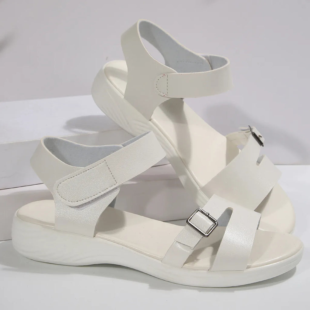 Open Toe Wedge Sandals in Light Brown for Women