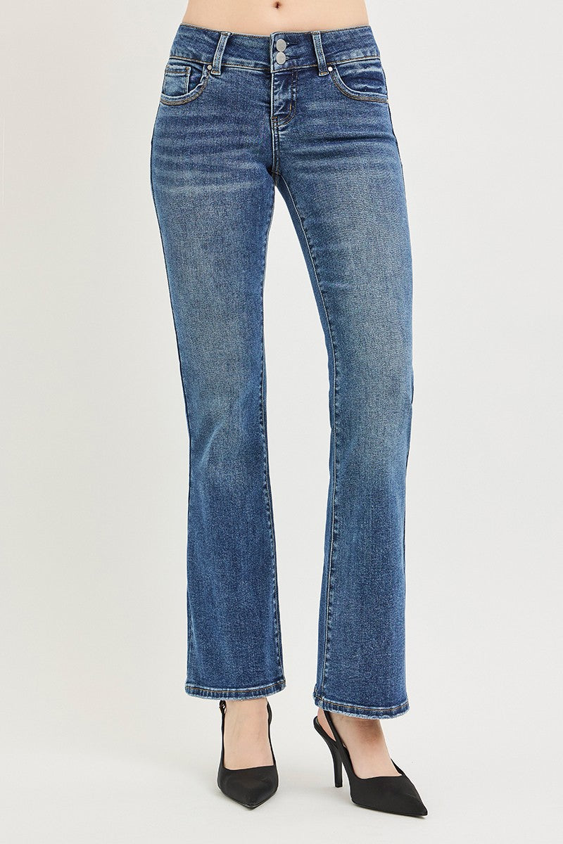 Tummy Control Low Rise Bootcut Jeans in Medium for Women