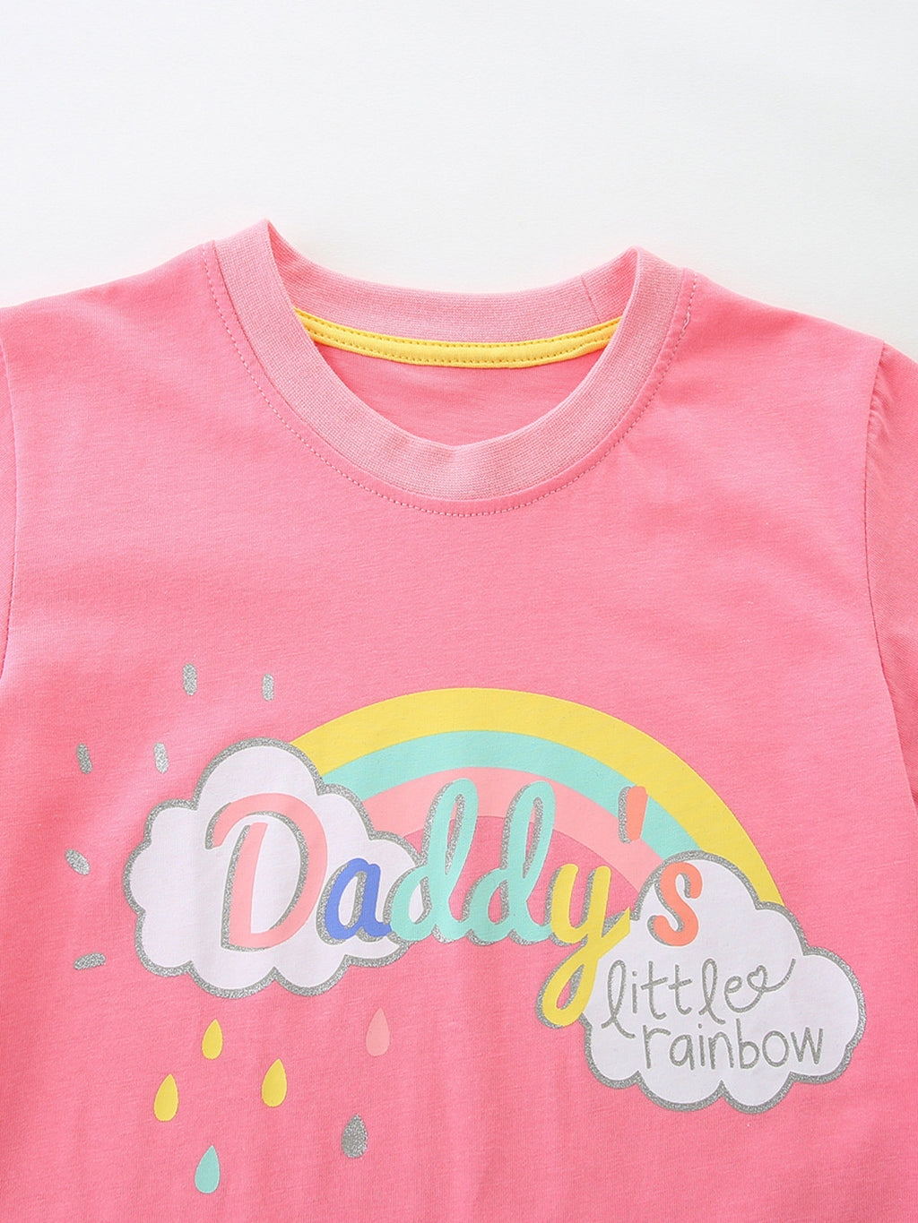 Rainbow Graphic Short Sleeve T-Shirt in Pink for Girls