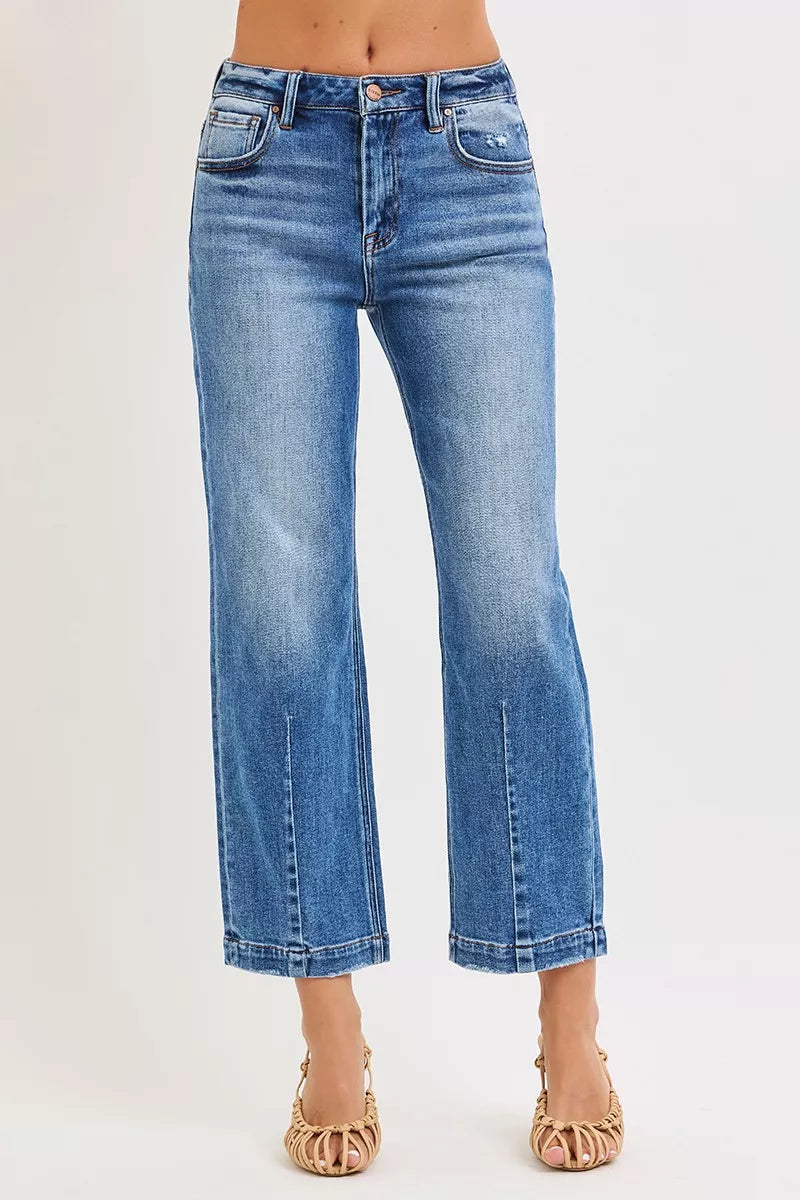 High Rise Crop Boyfriend Tapered Jeans in Dark for Women