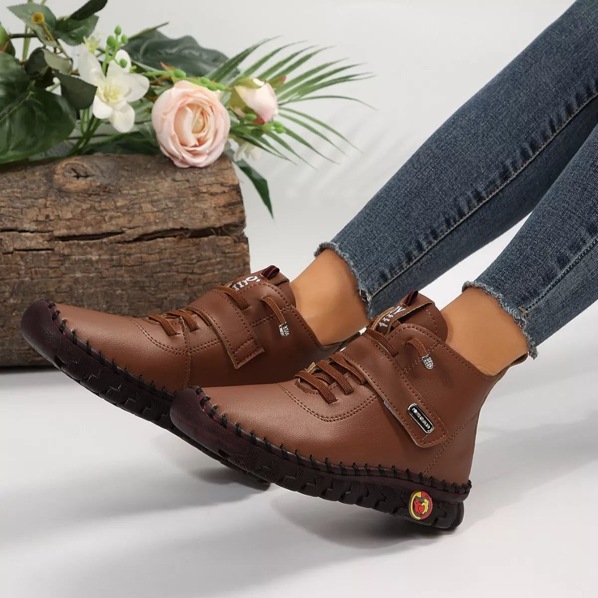 Lace Up Platform Ankle Boots in Black for Women