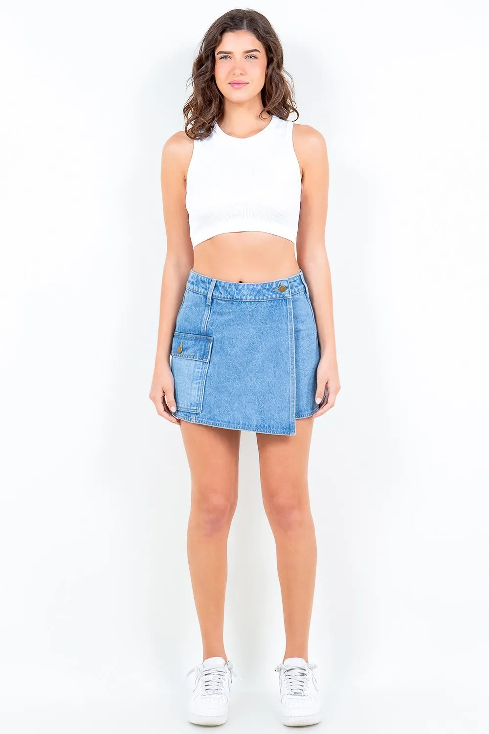 Cargo Pocket Denim Skort for Women