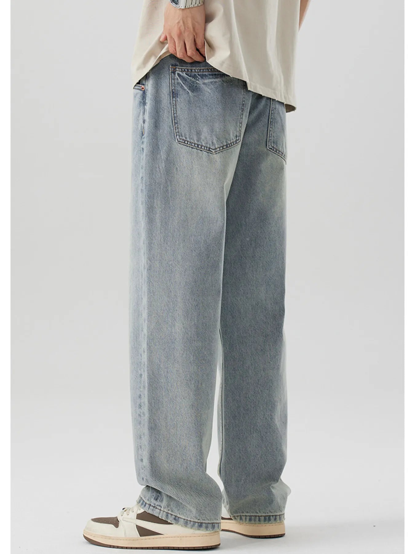 Wash Wide Leg Jeans in Nostalgic Orchid for Men