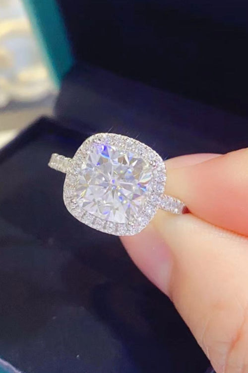 3 Carat Moissanite 925 Sterling Silver Square Ring in White for Women