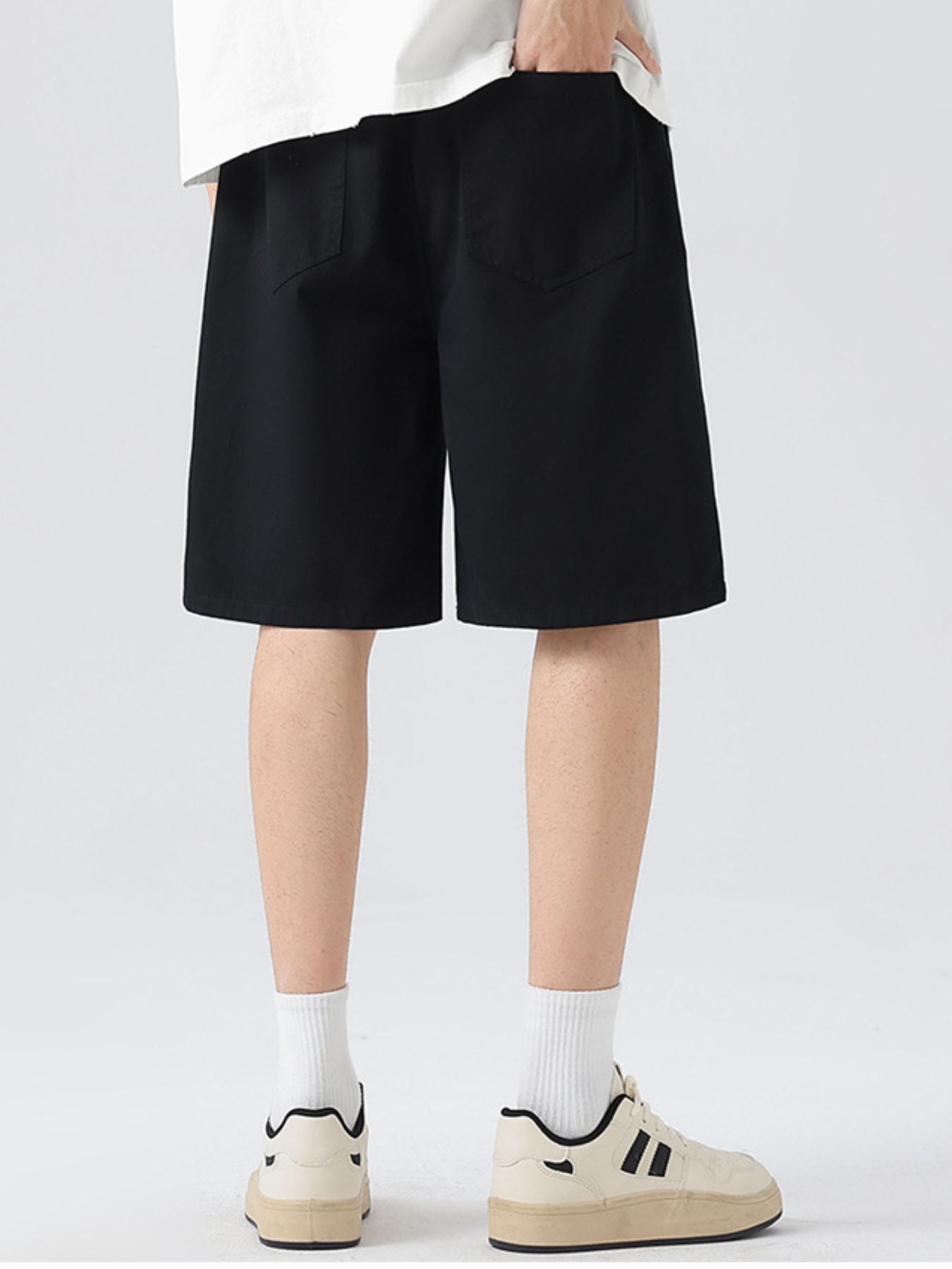 Casual Loose-Fit Drawstring Shorts Plus Size in Cream for Men
