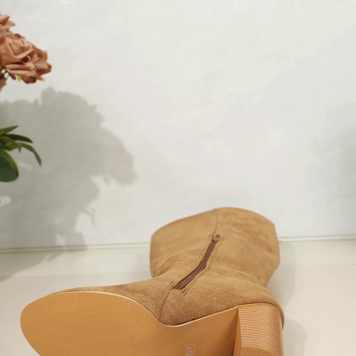 Point Toe Block Heels Boots in Relaxed in Brown for Women