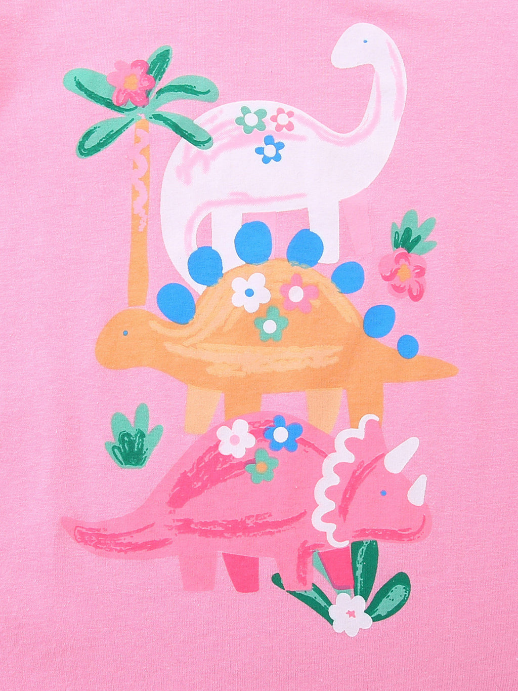 Dinosaur Print Short Sleeve T-Shirt in Pink for Girls