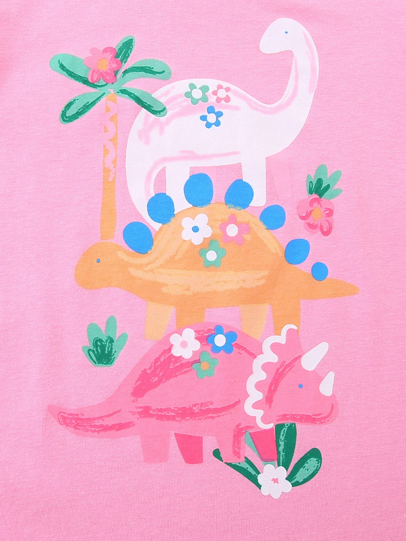 Dinosaur Print Short Sleeve T-Shirt in Pink for Girls