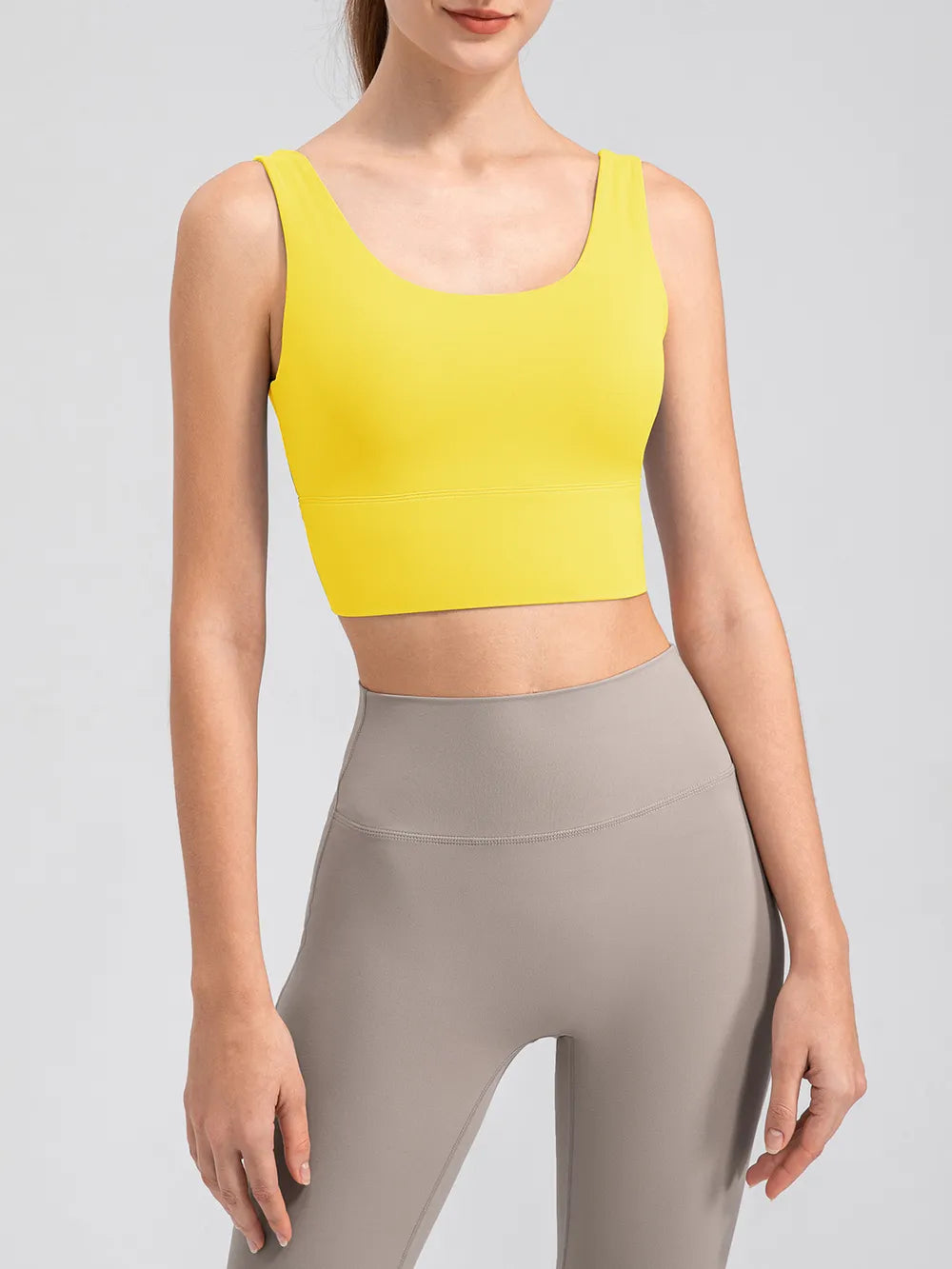 Scoop Neck Wide Strap Active Tank in Caramel for Women