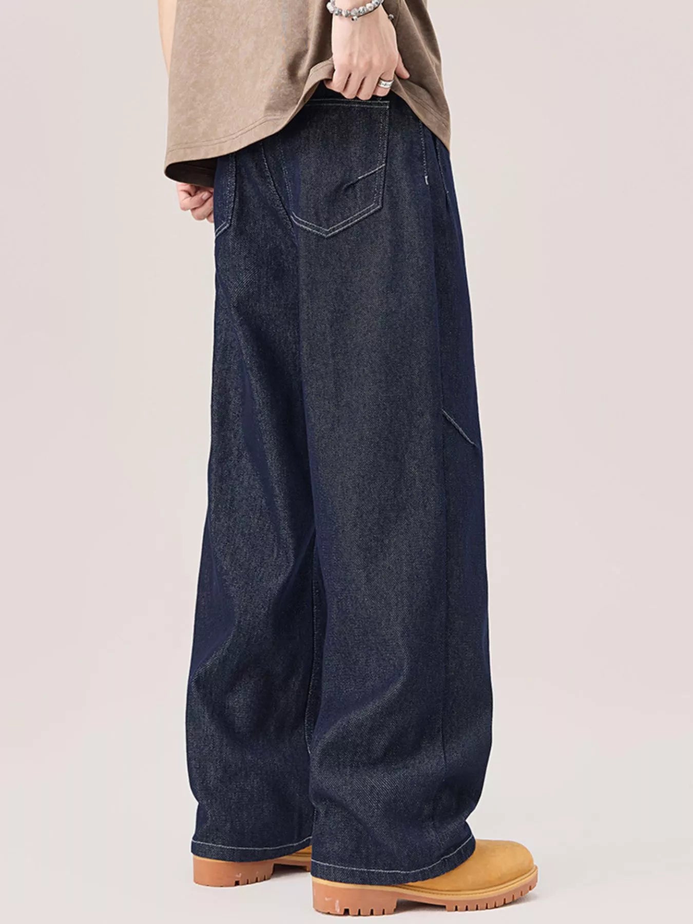 Wide Leg Jeans in Dark Blue for Men