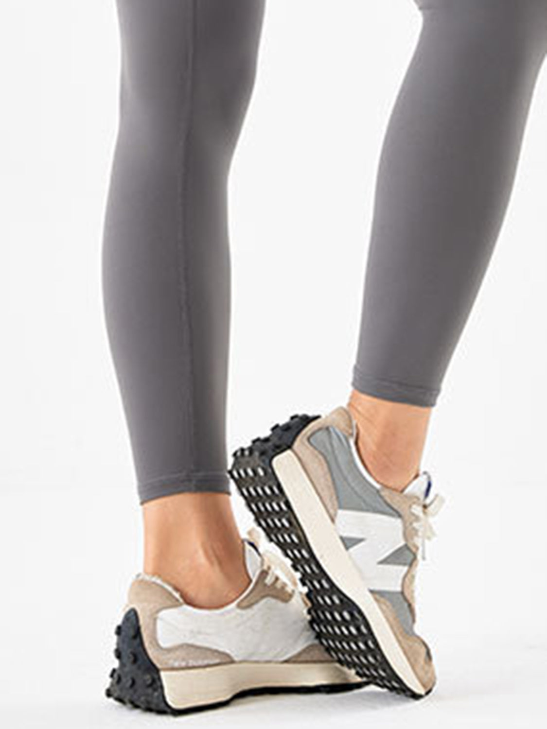 Wide Waistband Sports Leggings in Mocha in Misty Blue for Women