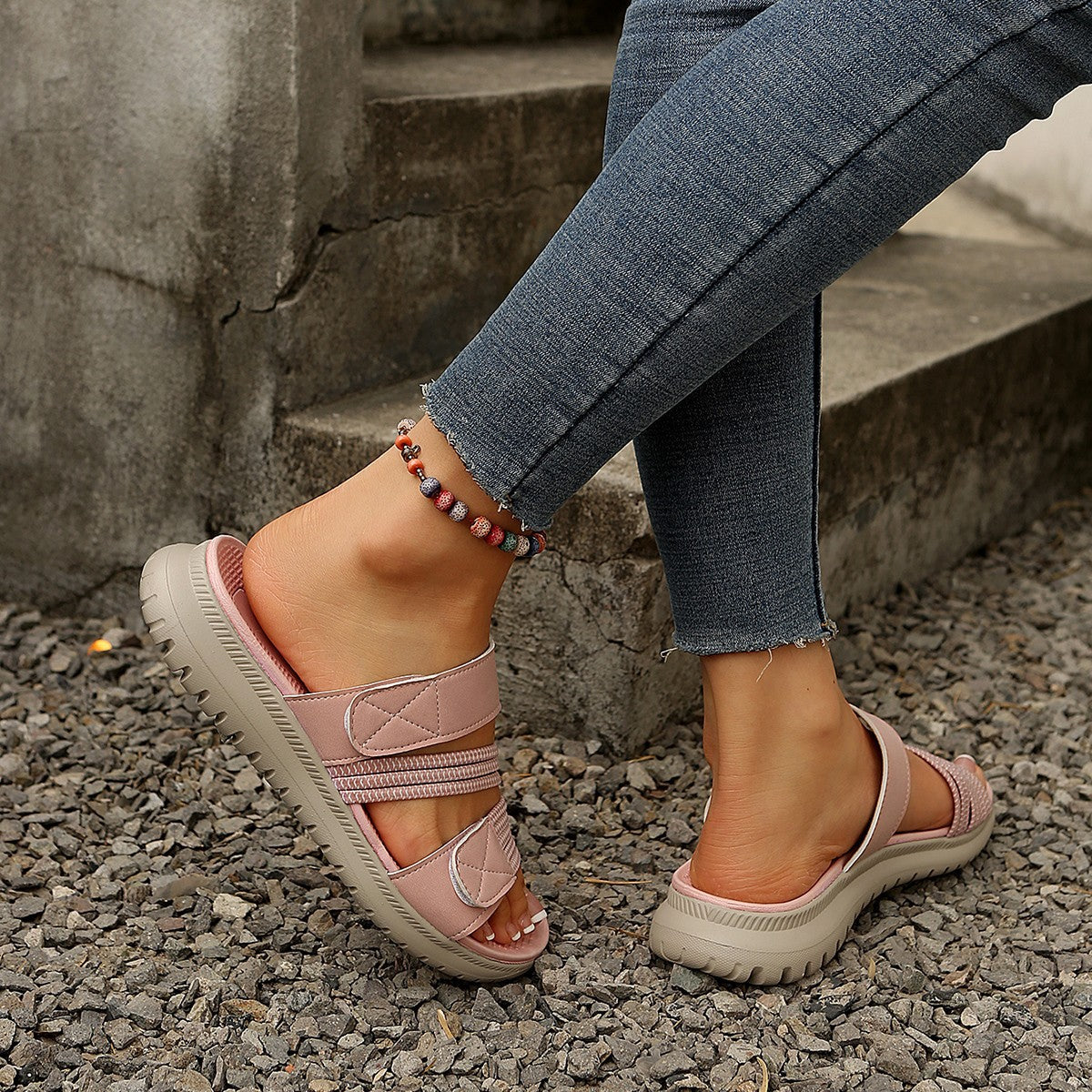 Open Toe Adjustable Strap Sandals in Blue for Women