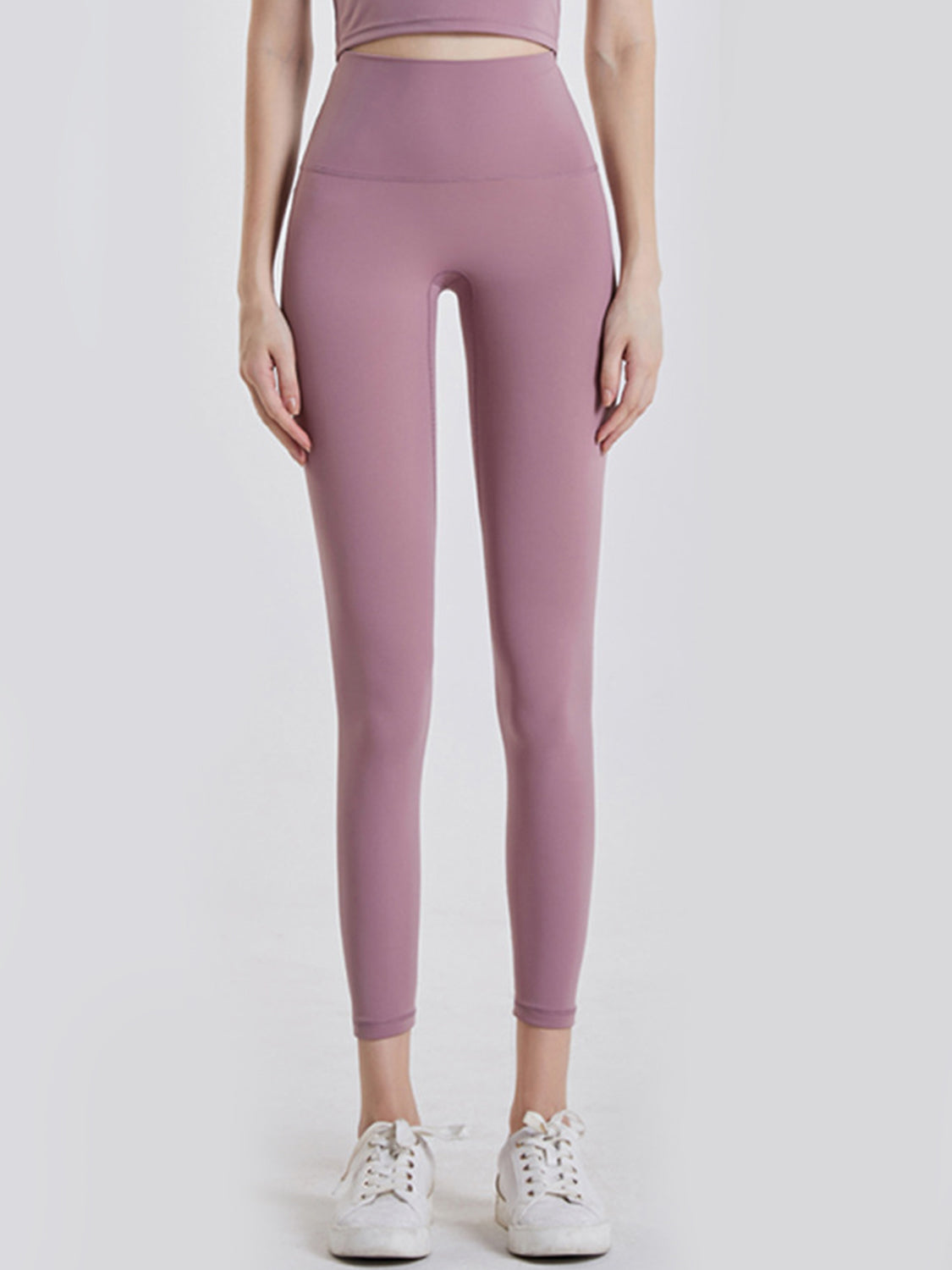 Wide Waistband Sports Leggings in Lilac for Women