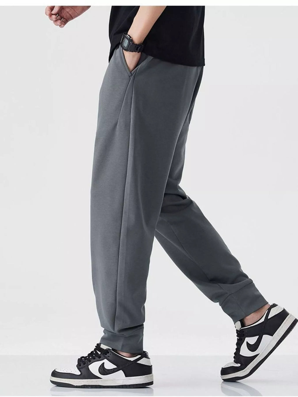Casual Drawstring Joggers in Dark Gray for Men