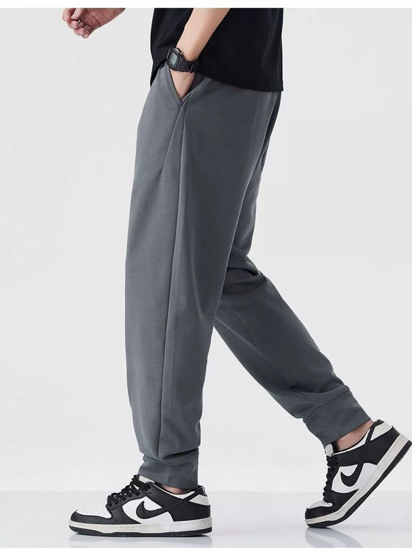 Casual Drawstring Joggers in Dark Gray for Men