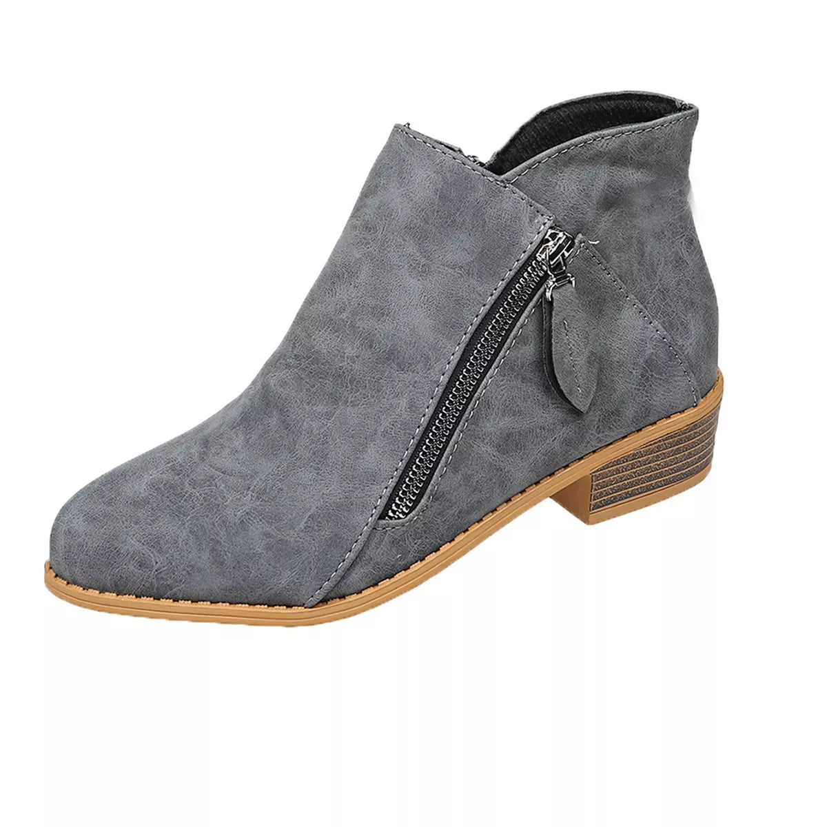 Size Zipper Block Heels Boots in White for Women