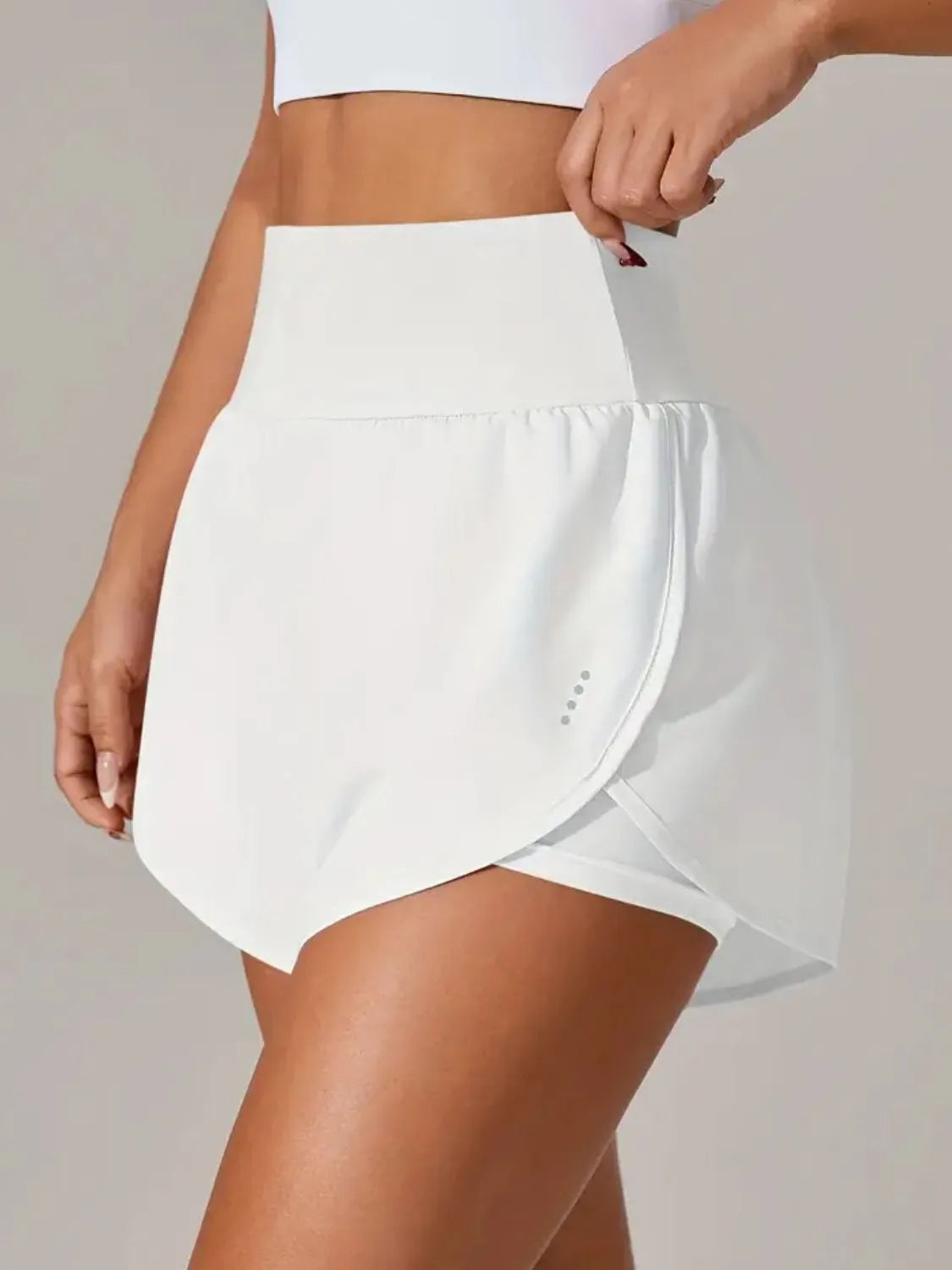 Pocketed High Waist Active Shorts in White for Women