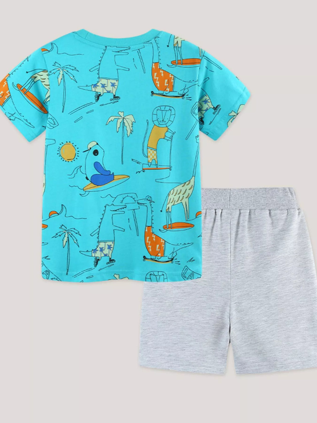 Animal Print Tee and Shorts Set for Boys