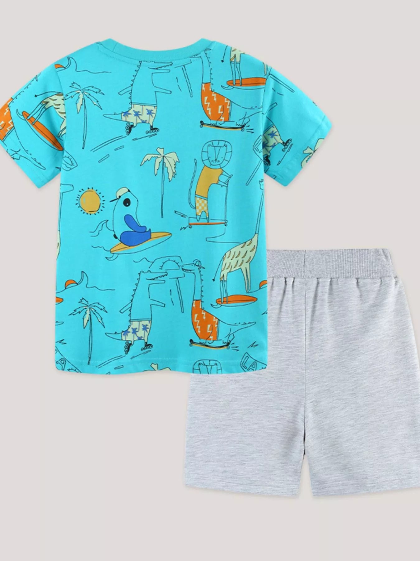 Animal Print Tee and Shorts Set for Boys