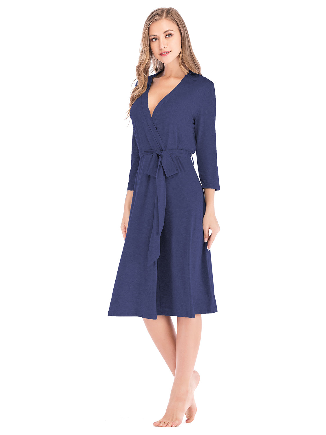 Plunge Tie Front Night Dress in Charcoal for Women
