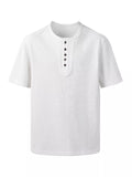 Plus Size Round Neck Short Sleeve T-Shirt in Light Gray in Dark Gray for Men