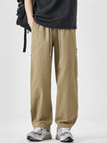 Plus Size Drawstring Wide Leg Pants in Khaki for Men