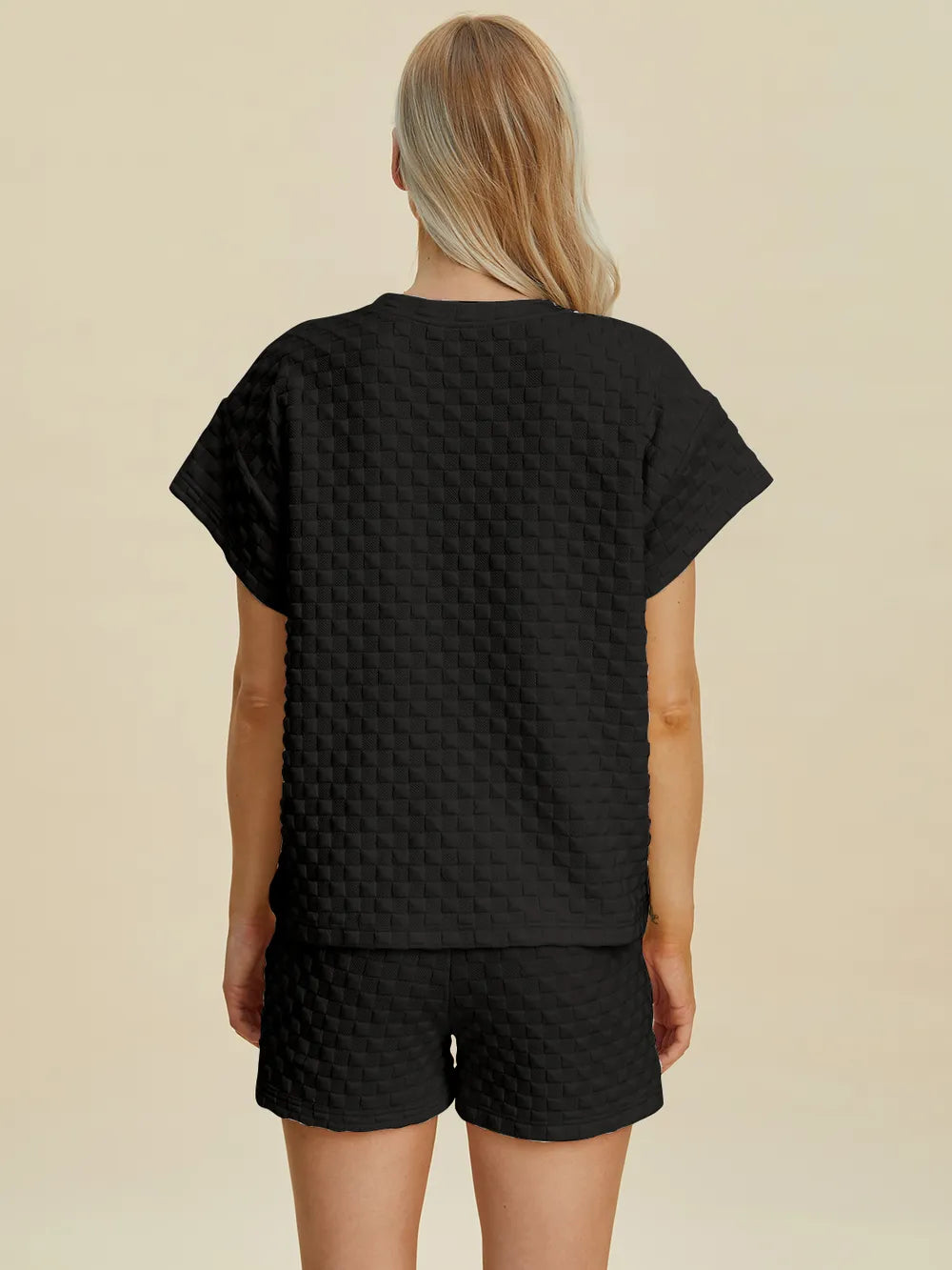 Plus Size Texture T-Shirt and Shorts Set for Women