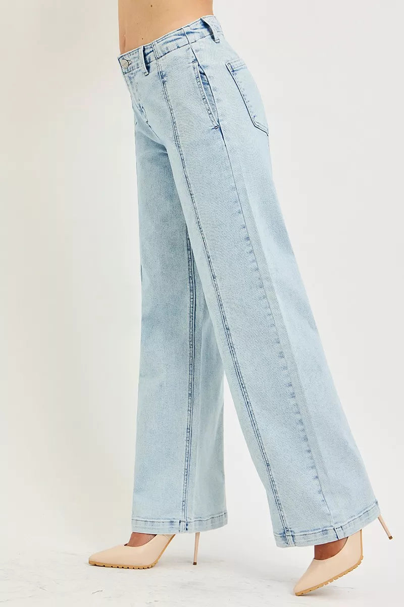 Slouchy Wide Leg Jeans in Acid Light for Women