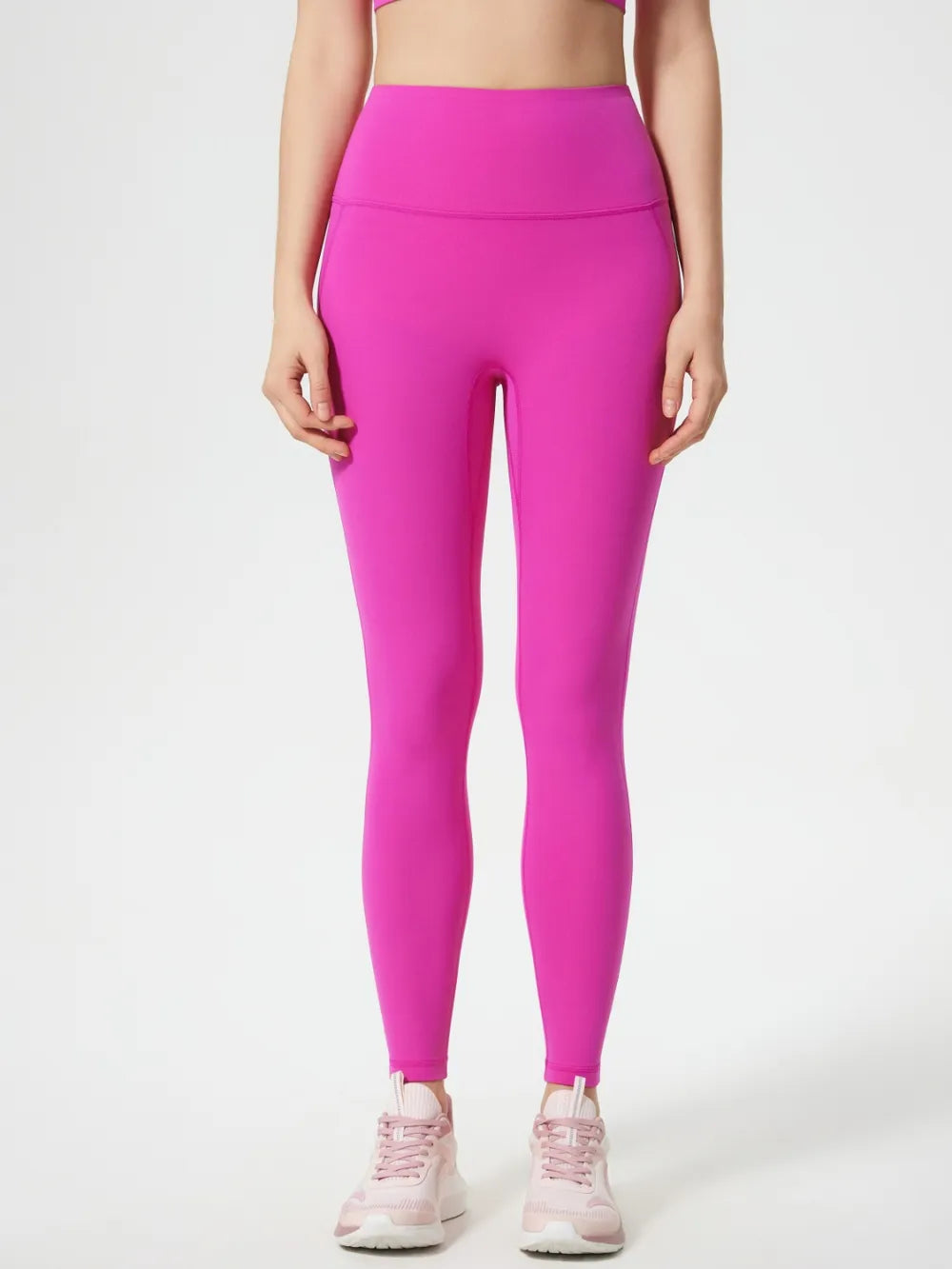 Wide Waistband Active Leggings in Fuchsia Pink for Women